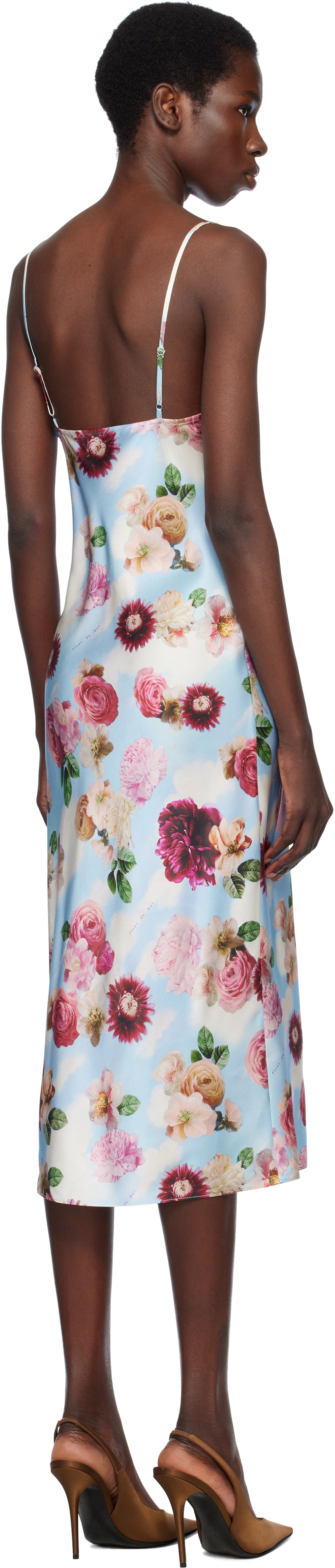 Fleur du Mal Blue Cowl Neck Slip Midi Dress