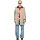 Burberry Beige Mid-Length Leather Collar Meadowbank Car Coat