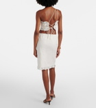Posse Darya embroidered linen and cotton midi skirt