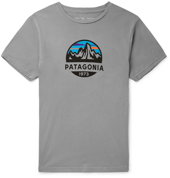 Photo: Patagonia - Fitz Roy Organic Cotton-Jersey T-Shirt - Gray