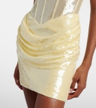 The New Arrivals Ilkyaz Ozel Sequined draped strapless minidress