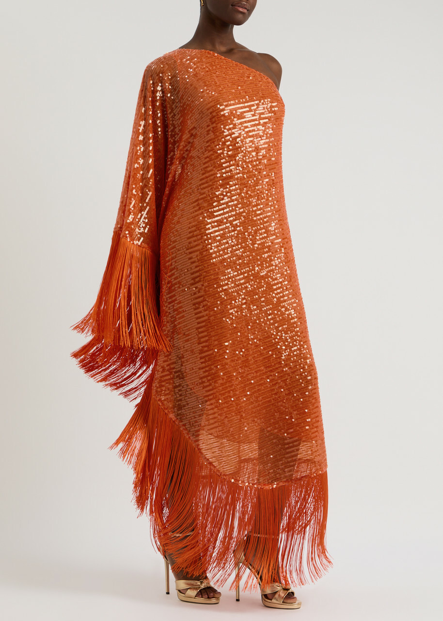 open lace back dress Elowyn Fringe Midi Dress - Coral main image 1
