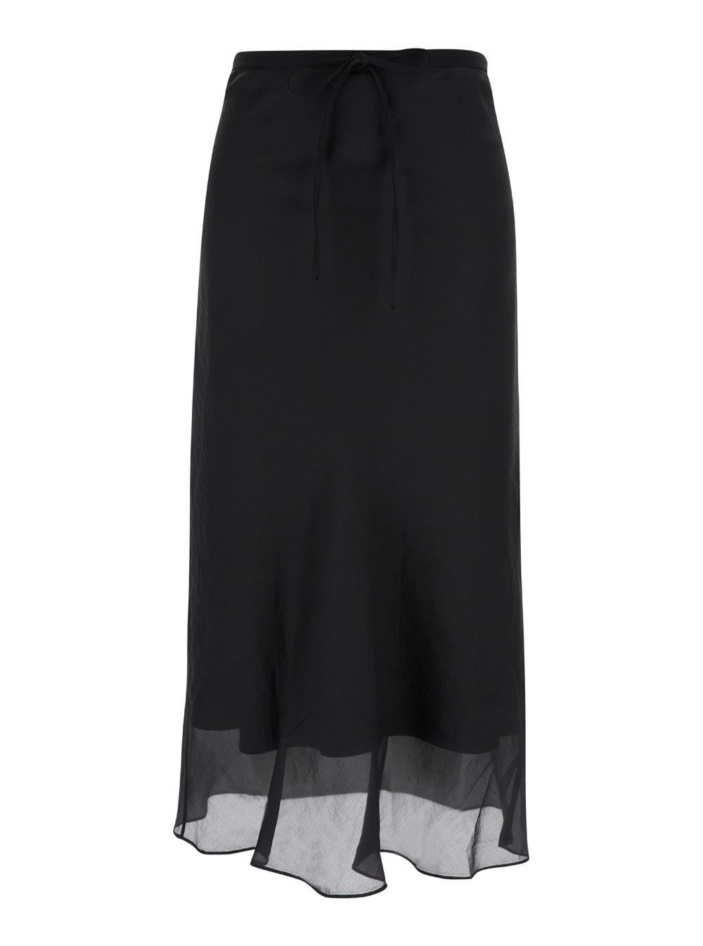 スカート Dunst Black Double-Layer Long Skirt in Viscose Blend Woman Dunst Black Double-layer Long Skirt In Viscose Blend Woman Dunst