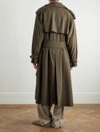 AMI PARIS - Double-Breasted Belted Virgin Wool-Gabardine Trench Coat - Green