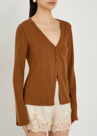 Reformation Millie V-neck Fine-knit top Brown