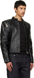 Deadwood Black Dita Detachable Sleeves Leather Jacket