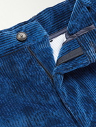 Etro - Straight-Leg Pleated Cotton-Corduroy Suit Trousers - Blue