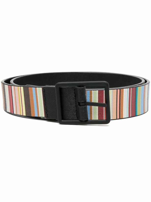 Photo: PAUL SMITH - Striped Reversible Leather Belt
