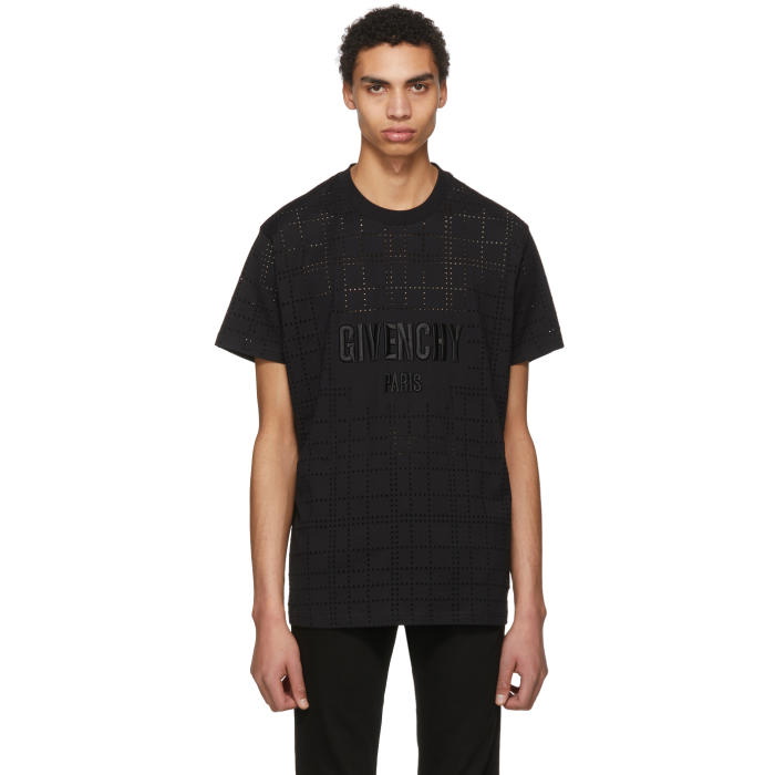 Photo: Givenchy Black Perforated Logo T-Shirt 