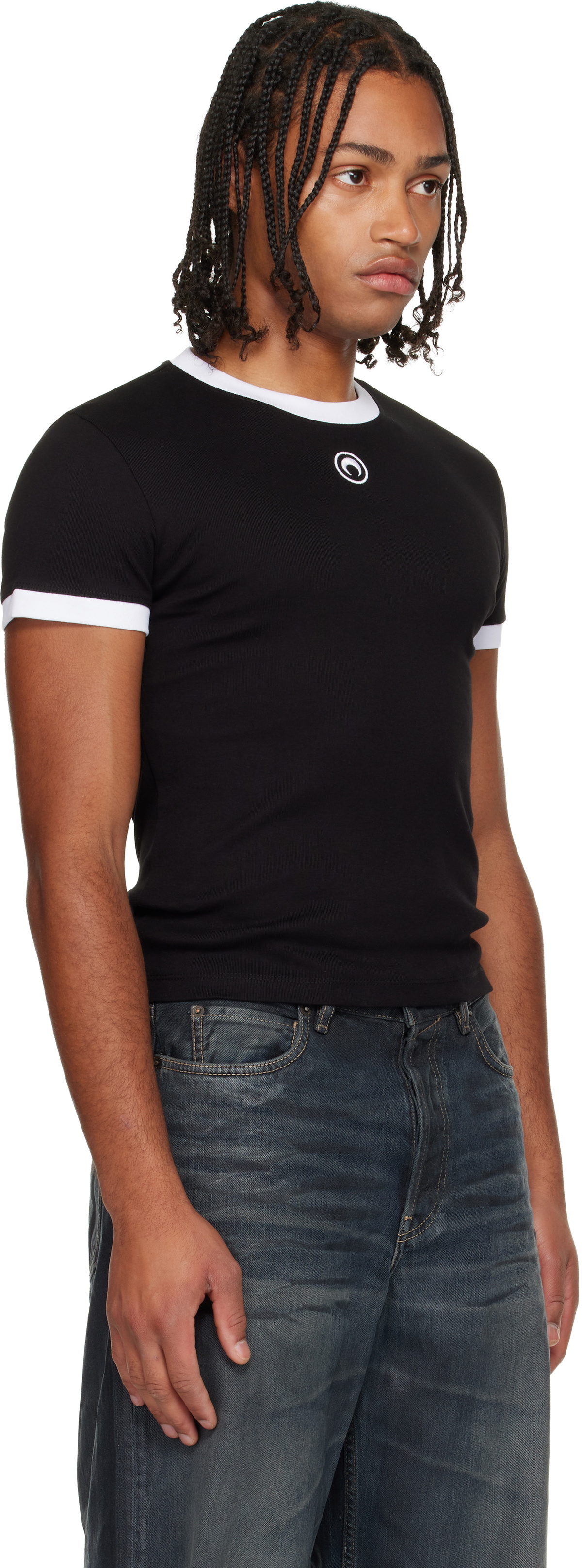 Marine Serre Black Moon Logo Bicolor Jersey Baby Fit T-shirt