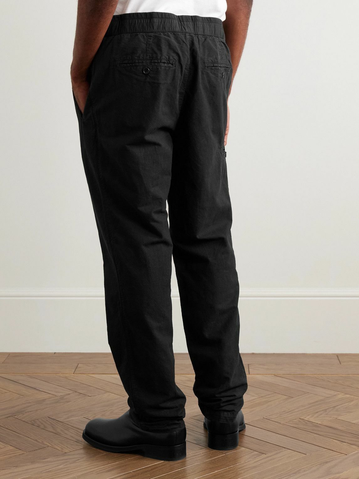 James Perse - Tapered Garment-Dyed Cotton and Hemp-Blend Trousers - Black
