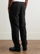 James Perse - Tapered Garment-Dyed Cotton and Hemp-Blend Trousers - Black