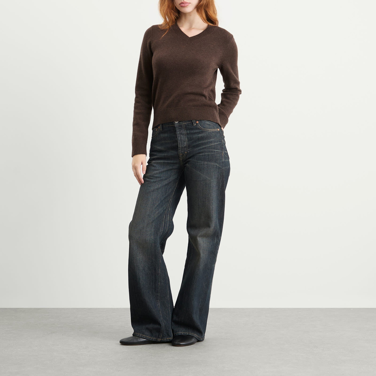 MM6 Maison Margiela Women's V-Neck Knitted Jumper in Brown