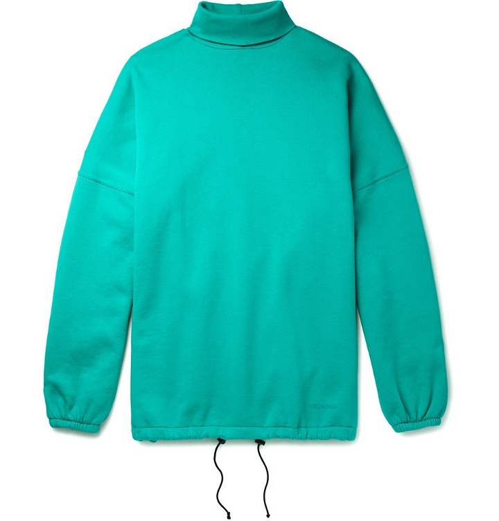 Photo: Balenciaga - Oversized Fleece-Back Cotton-Blend Jersey Rollneck Sweatshirt - Men - Turquoise