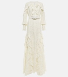 Costarellos Patrice belted ruffled lace gown