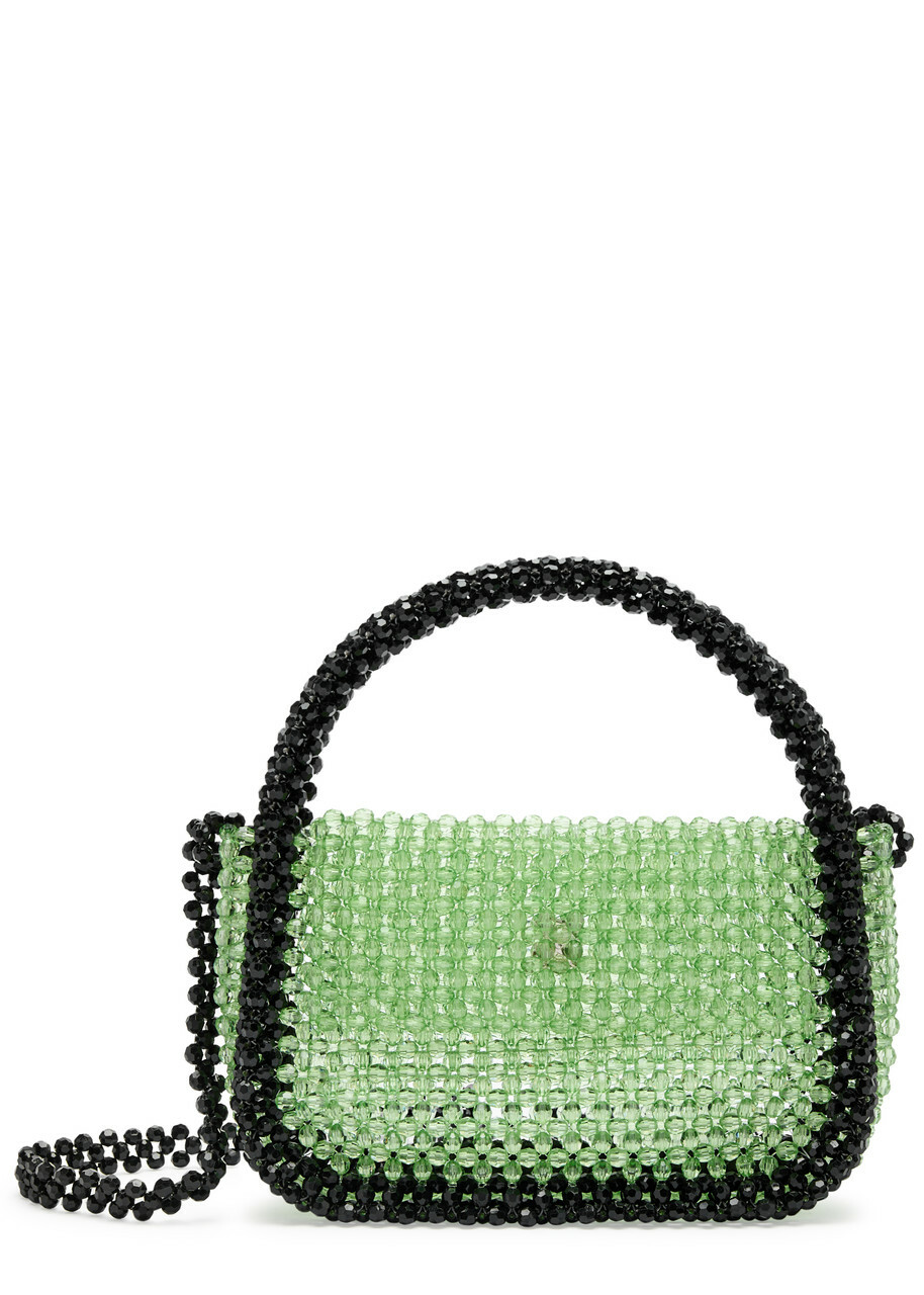 Sister Jane Black Swan Mini Beaded Heart top Handle bag