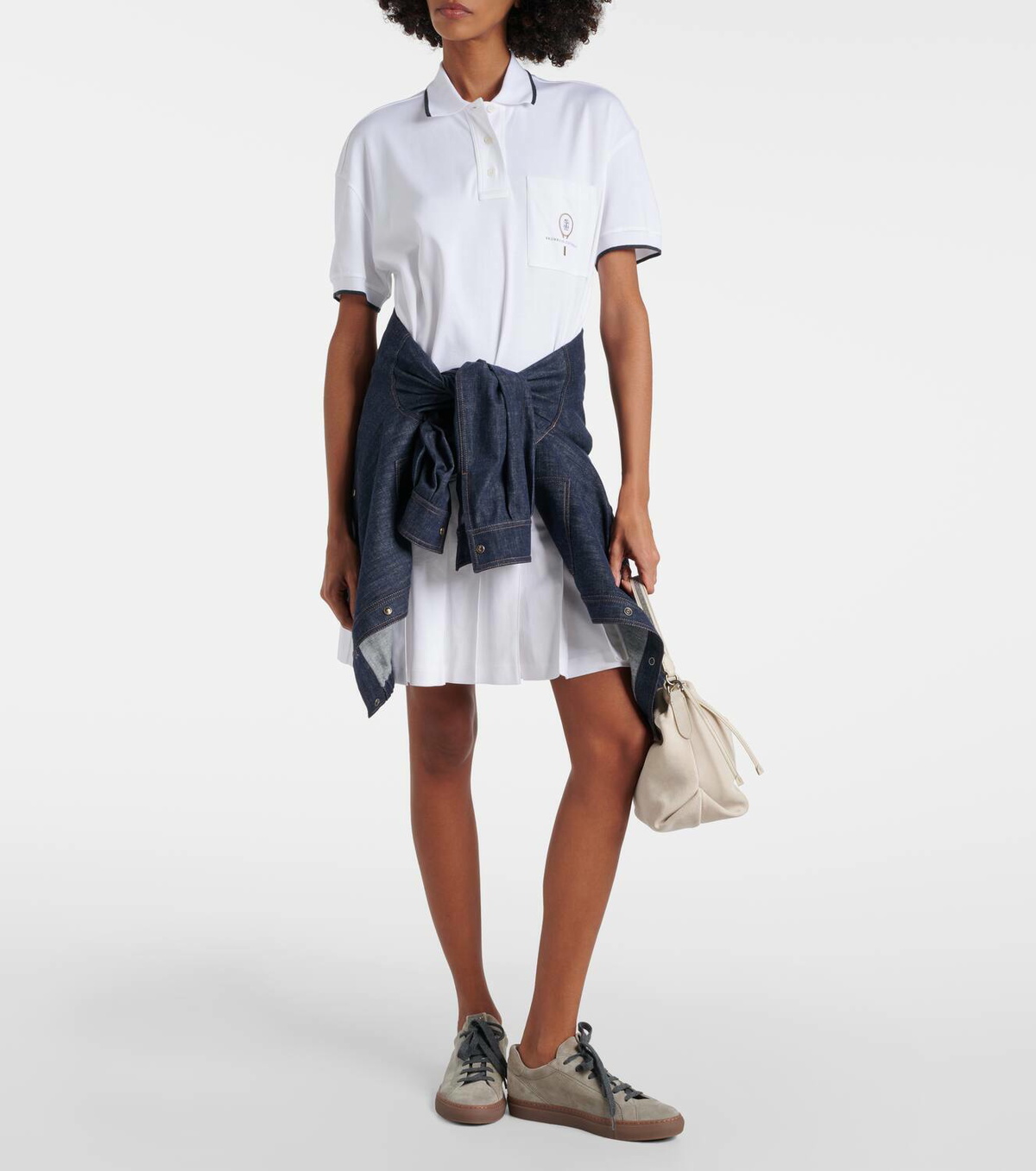 Brunello Cucinelli Pleated cotton polo dress