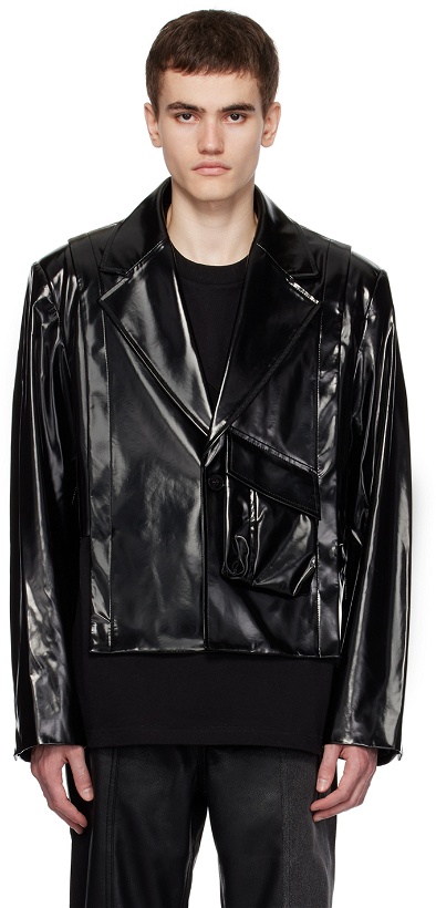 Photo: Feng Chen Wang Black Cropped Faux-Leather Jacket