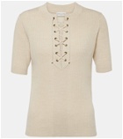 Dries Van Noten Lace-up ribbed-knit wool-blend top