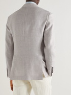 Brunello Cucinelli - Puppytooth Linen, Wool and Silk-Blend Blazer - Neutrals