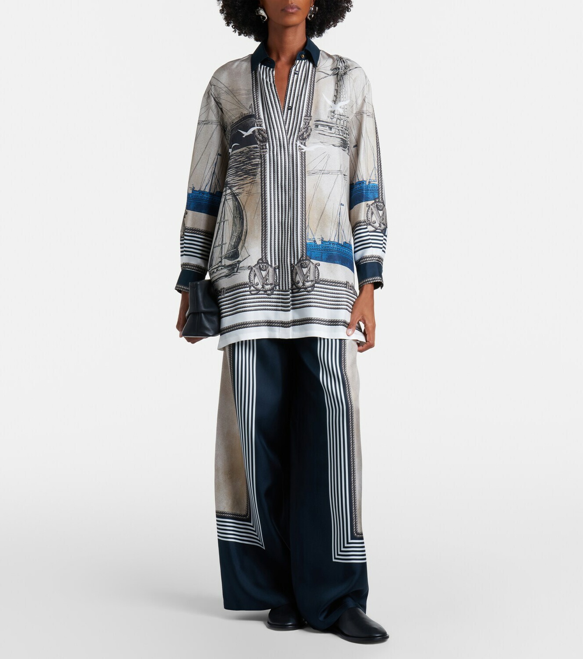 Max Mara Printed silk twill palazzo pants