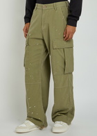 Cherry Los Angeles Paint-effect Wide-leg Cargo Trousers Green