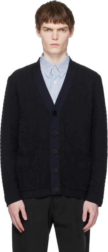 Photo: BALMAIN Navy Monogram Vanise Knit Cardigan