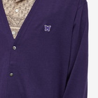 Needles Men's Wool Butterfly Cardigan in Purple