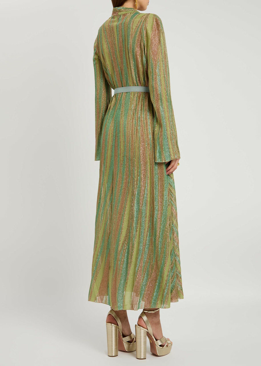 Forte_forte Lurex Metallic Fine-knit Maxi Dress Green