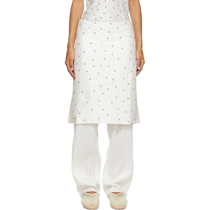 Photo: RESCHA SSENSE Exclusive White Agarra Embroidered Midi Skirt