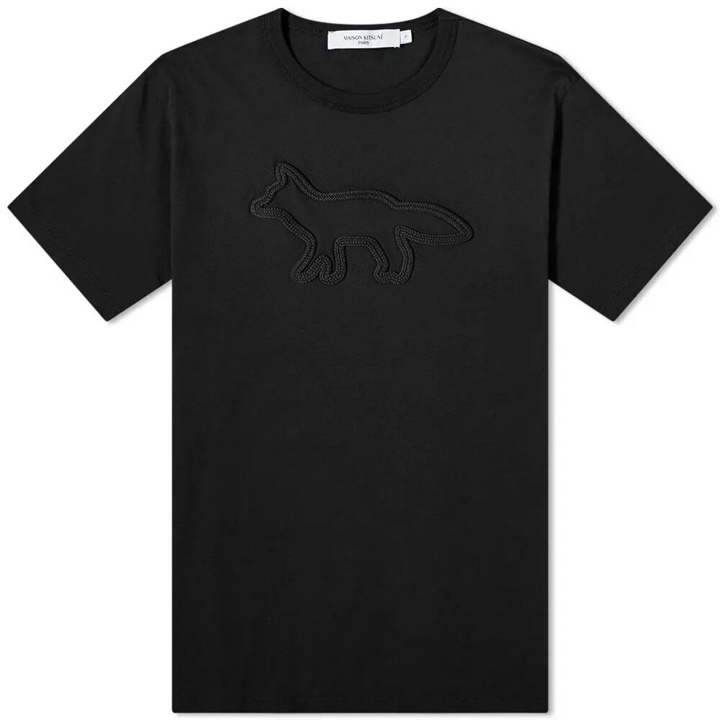 Photo: Maison Kitsuné Men's Contour Fox Patch Relaxed T-Shirt in Black