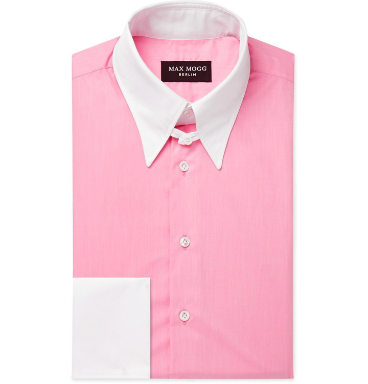 Photo: Maximilian Mogg - Pink Contrast-Trimmed Cotton-Zephyr Shirt - Pink
