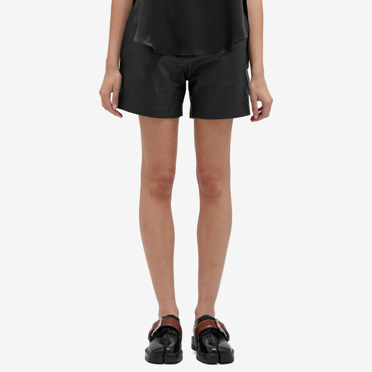 Weekend by Max Mara Women's Virgola Leather Shorts in Black