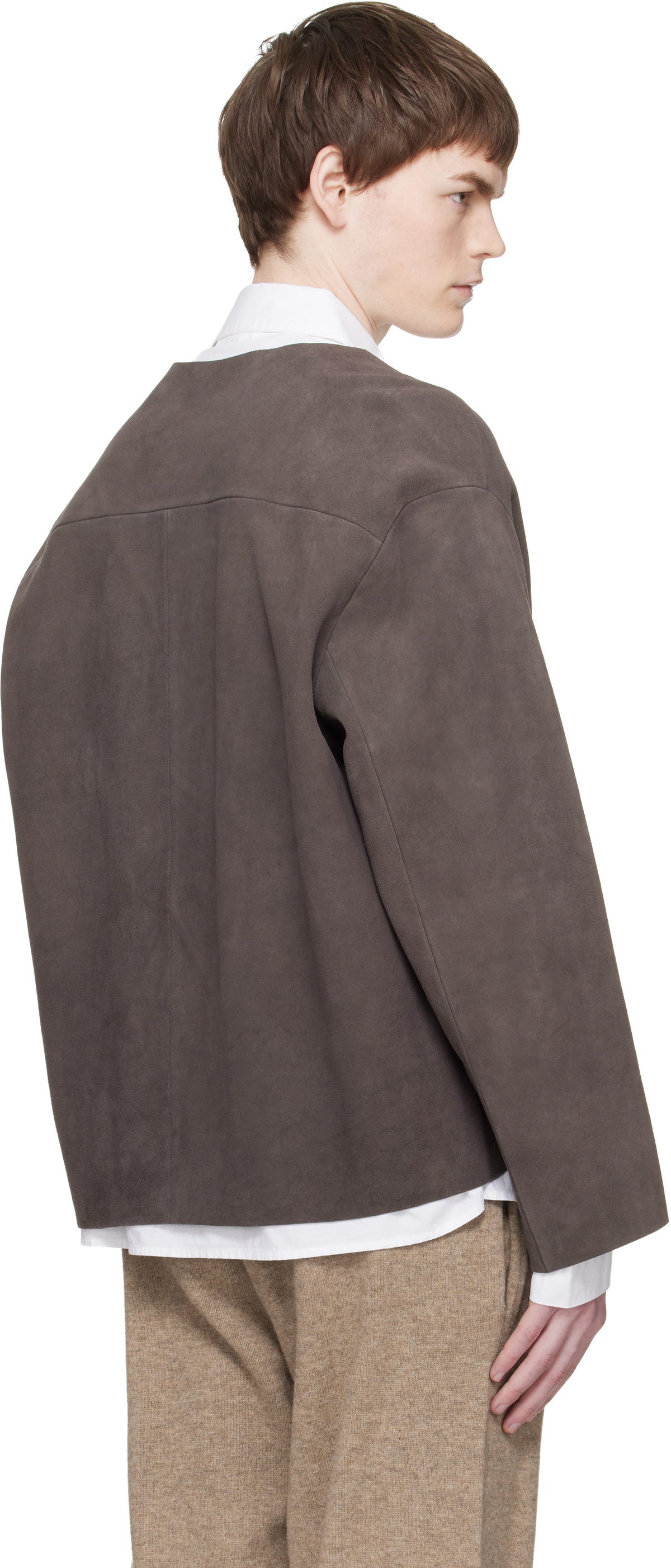 Entire Studios Taupe Minimal Suede Jacket