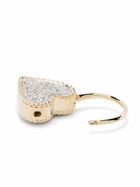 Yvonne Léon 9K Yellow Gold Creole Cadenas Coeur Diamond Single Drop Earring
