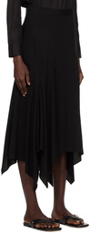 Y's Black Asymmetric Midi Skirt