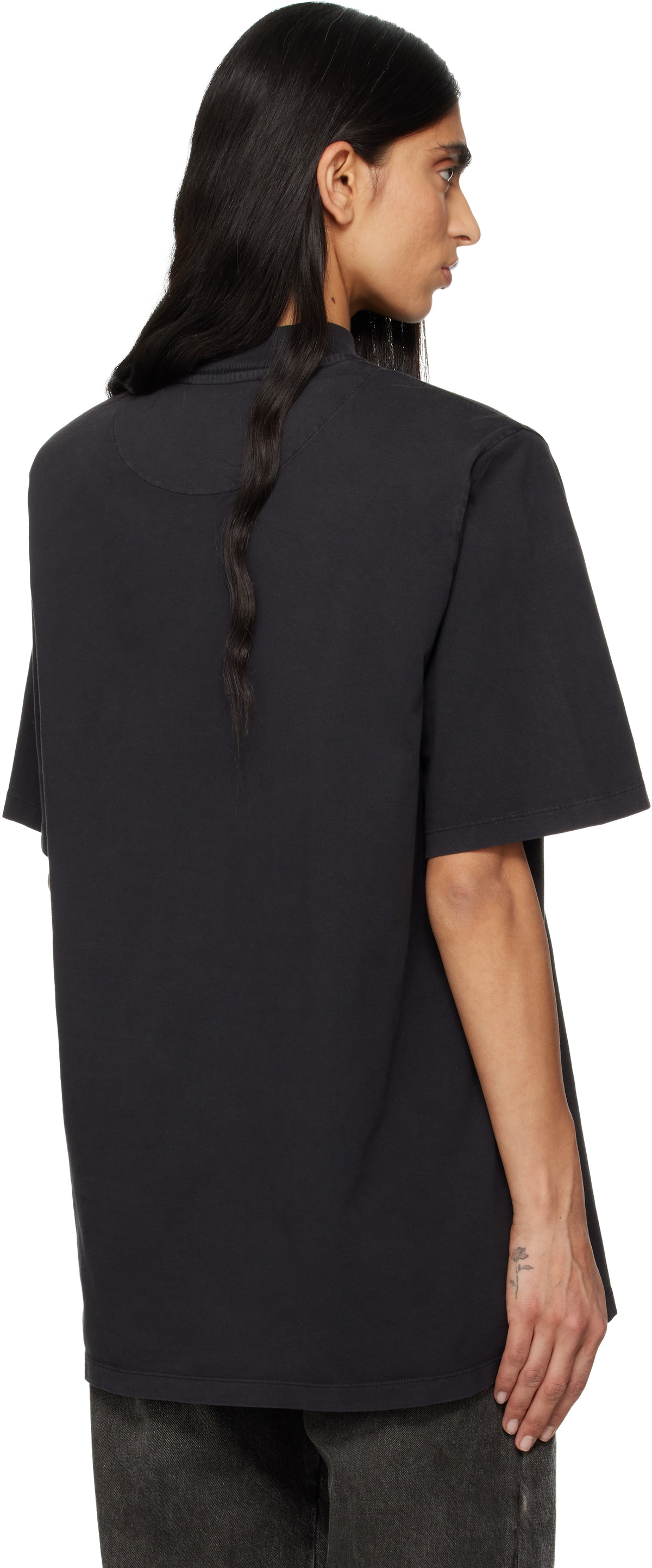 The Attico Black Padded Shoulder T-shirt
