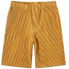 Homme Plissé Issey Miyake Men's Pleated Short in Golden Yellow