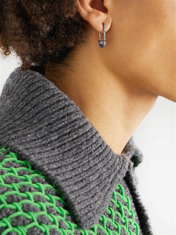 Photo: Anita Ko - Safety Pin Blackened Gold Diamond Single Earring