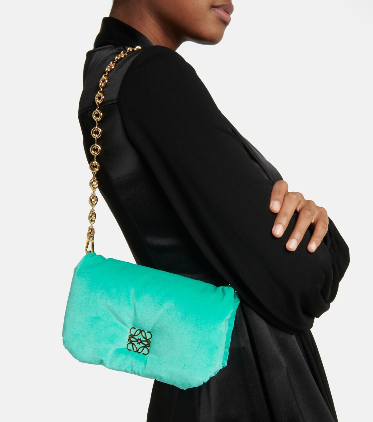 Goya Puffer Small Shoulder Bag in Black - Loewe