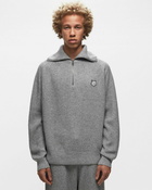 Maison Kitsune Tonal Fox Head Patch Half Zip Ribbed Jumper Grey - Mens - Pullovers