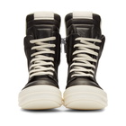 Rick Owens Black and Off-White Geobasket High-Top Sneakers