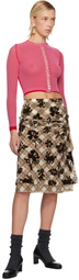 Chopova Lowena Brown & White Sonicscape Mesh Knee Midi Skirt