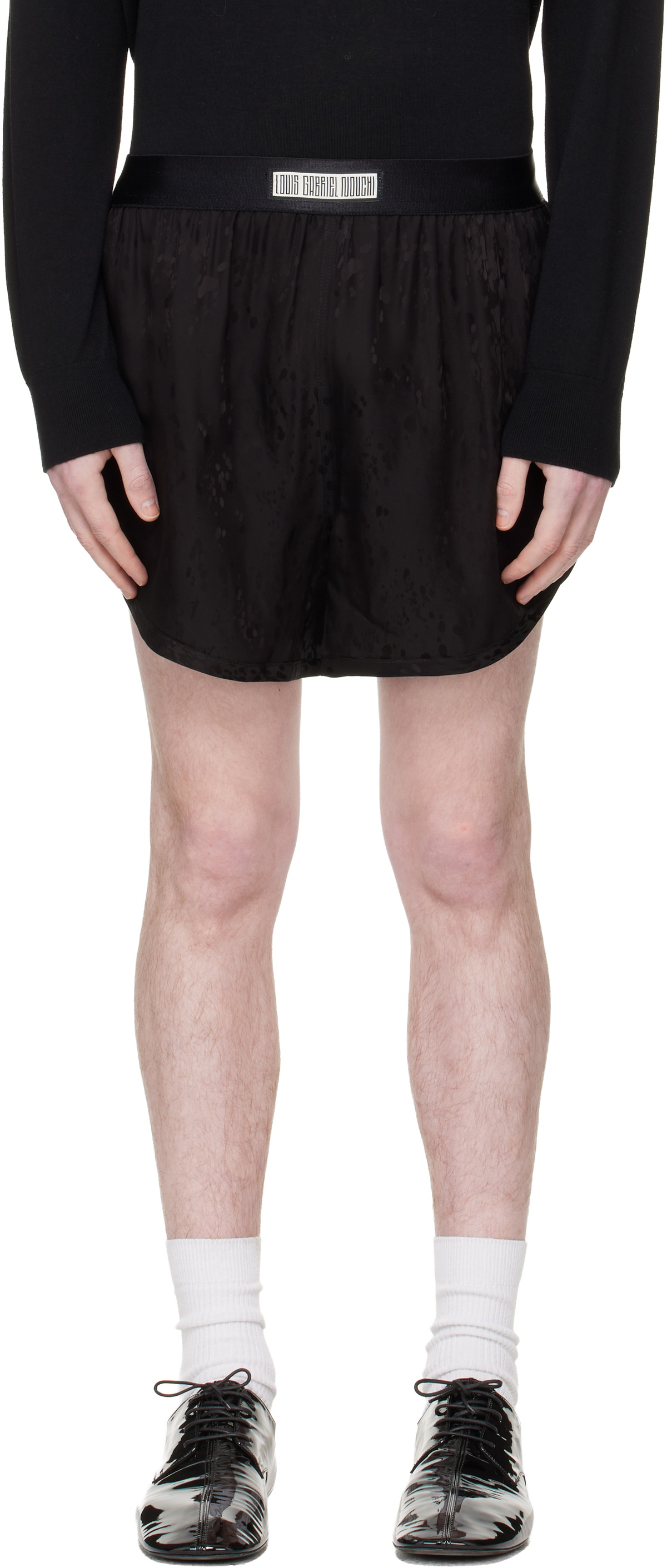 LGN Louis Gabriel Nouchi Black Jacquard Shorts