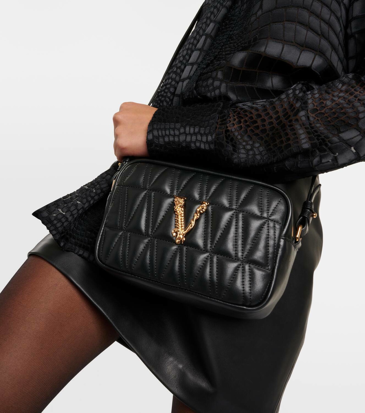Versace Virtus Quilted Leather Crossbody Bag Versace