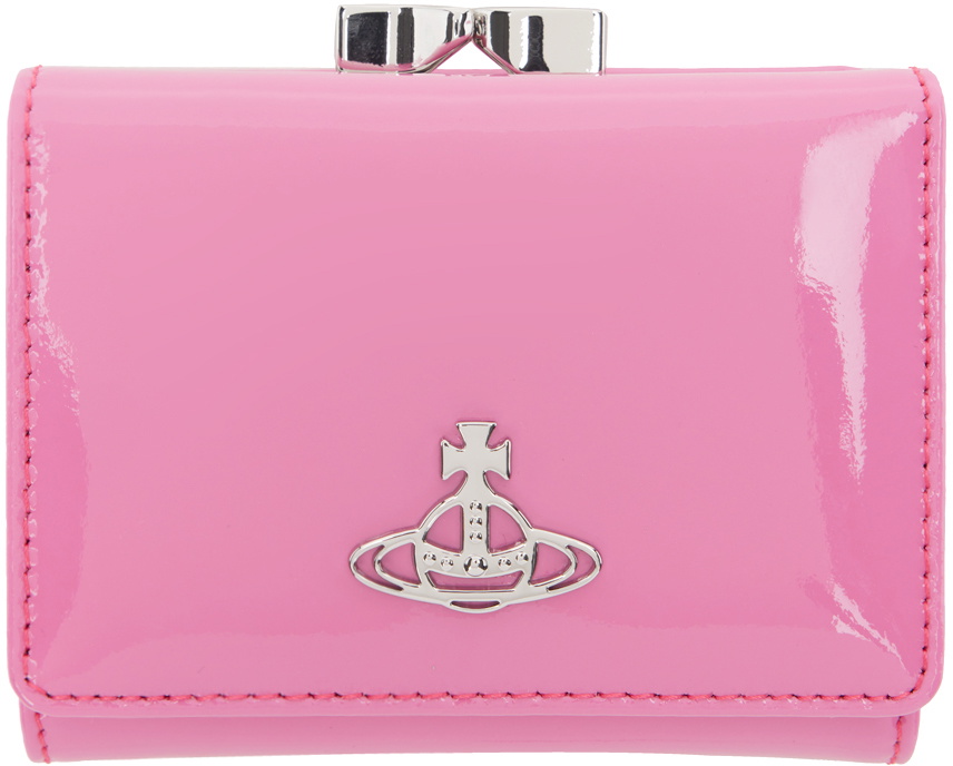 Vivienne Westwood Pink Shiny Patent Small Frame Wallet