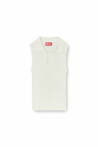 Diesel Sleeveless rib-knit polo top in silk blend - T-Shirts Womens in White