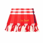 MC2 Saint Barth Fouta With Navy Blue Wave Trim And Gingham Print
