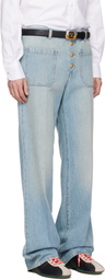 Valentino Blue Straight-Leg Creased Jeans