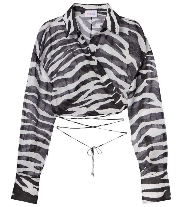 Photo: The Attico Zebra-print cotton muslin wrap top